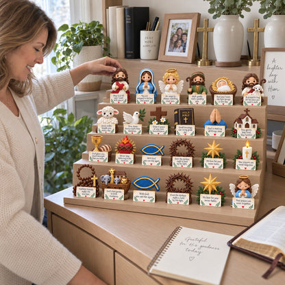 ✝️ 24 Days of Faith-Filled Pocket Hugs™ Advent Calendar | 24 Unique Hand-Painted Christian Keepsakes with Matching Encouragement Cards & No Repeated Designs 🎁