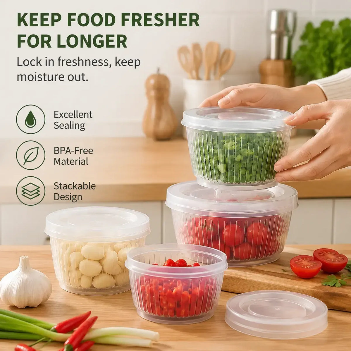 4Pcs Kitchen Storage Containers