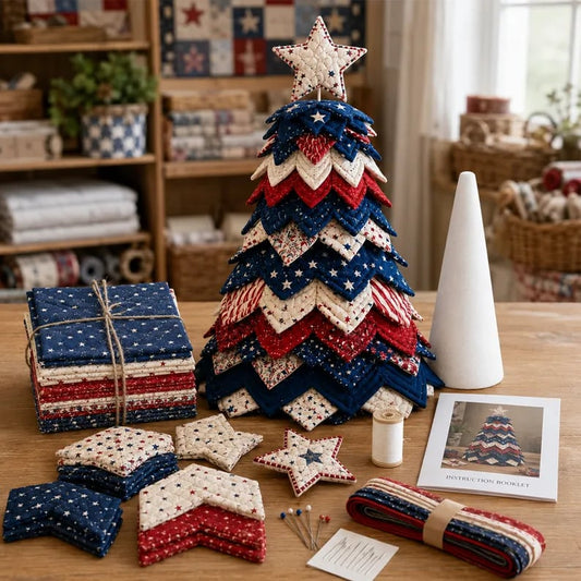 🇺🇸🎄❤️Americana Christmas Tree Quilt Kit | Create a Patriotic Holiday Masterpiece