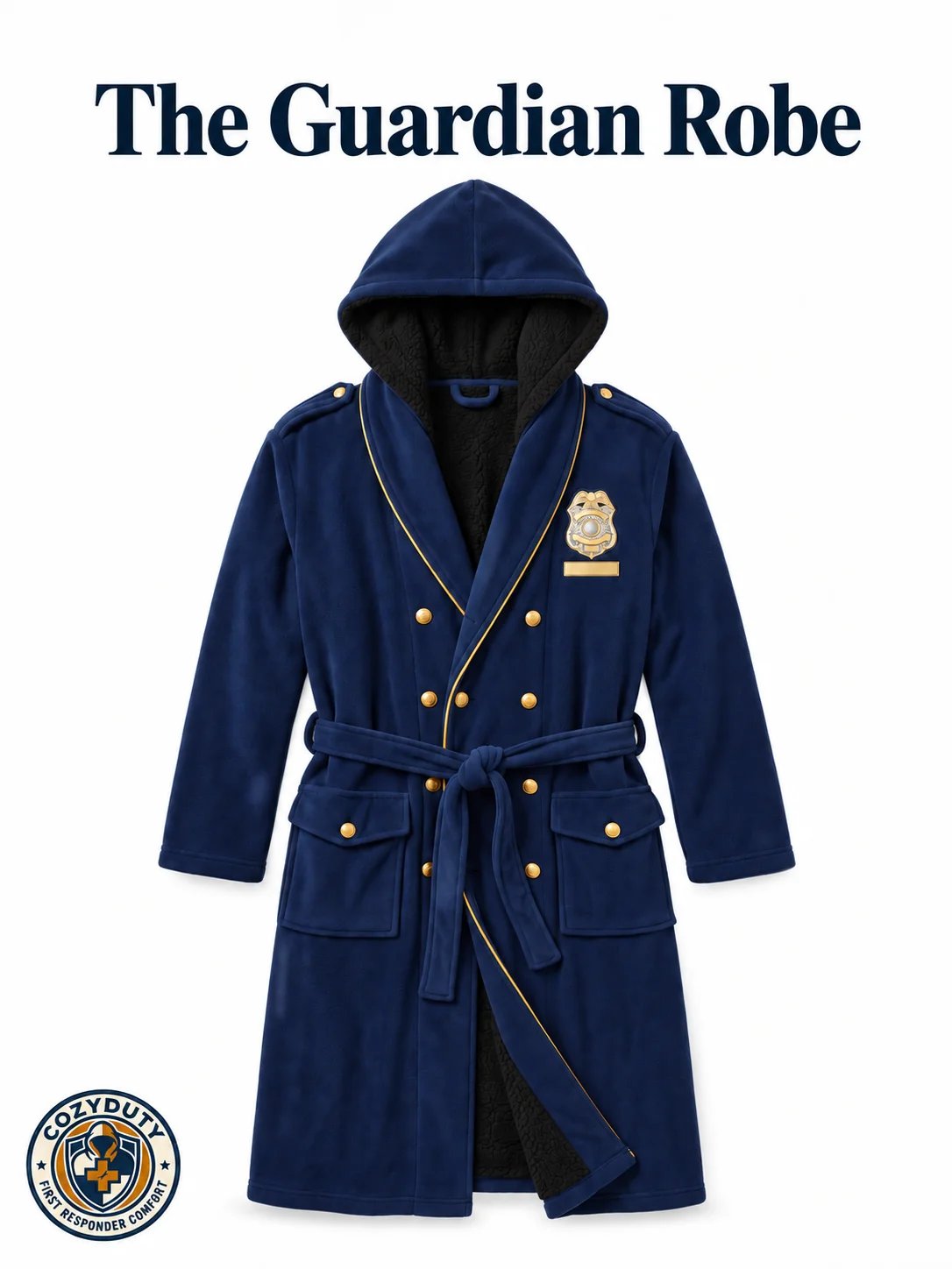 The Night Shift Robe | Reflective Stripe Hooded Fleece Robe, Perfect First Responder Hero Gift