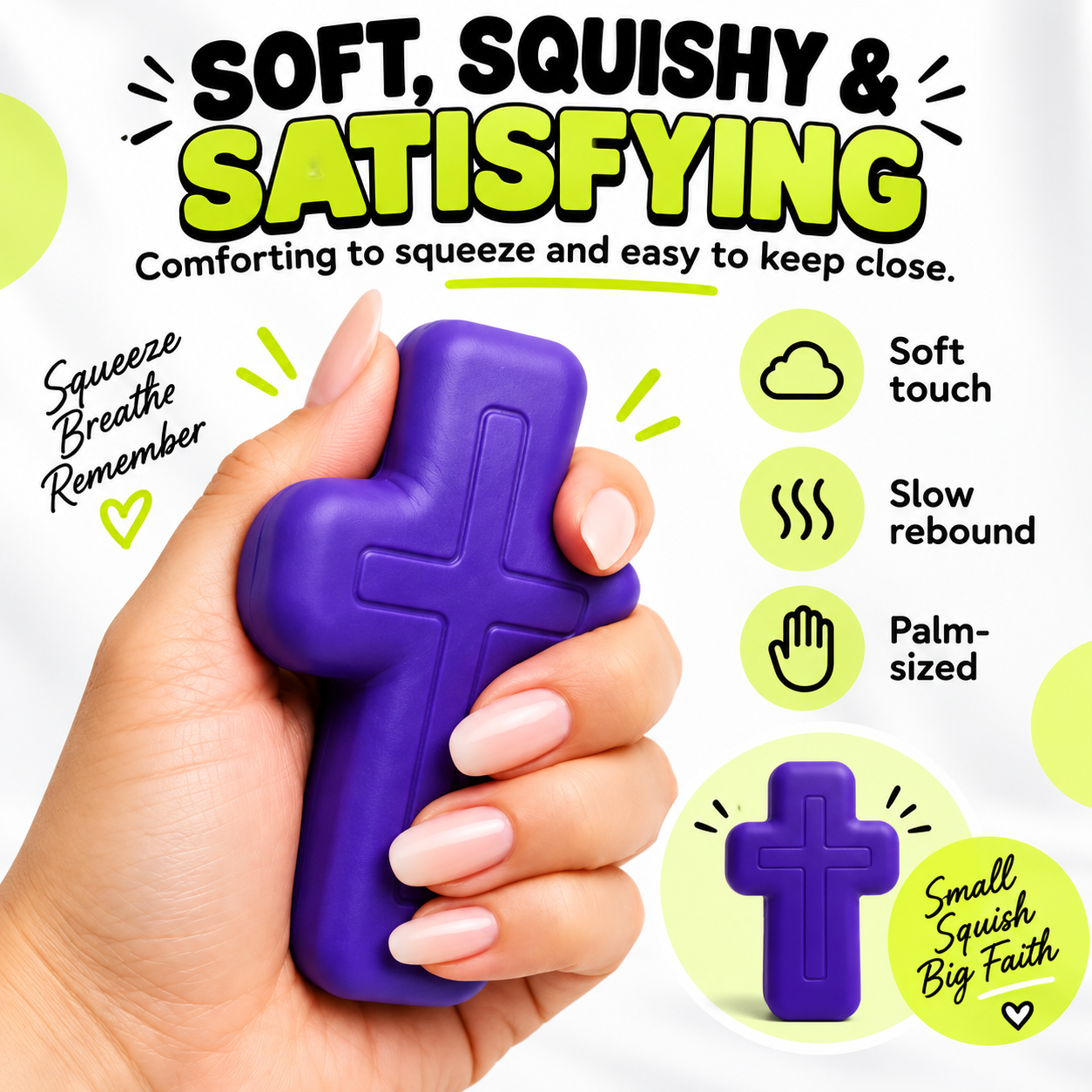 Mystery Faith Cross Squishy – Soft Pocket-Sized Christian Gift