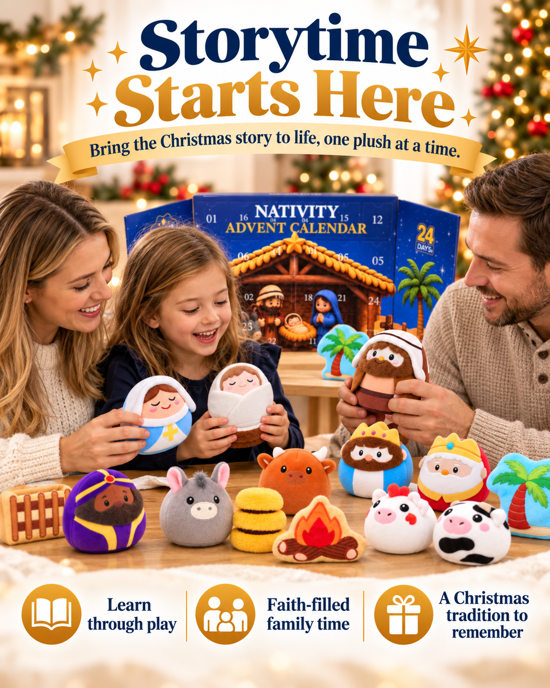 24 Days of Nativity Surprises – Plush Christmas Advent Calendar for Kids
