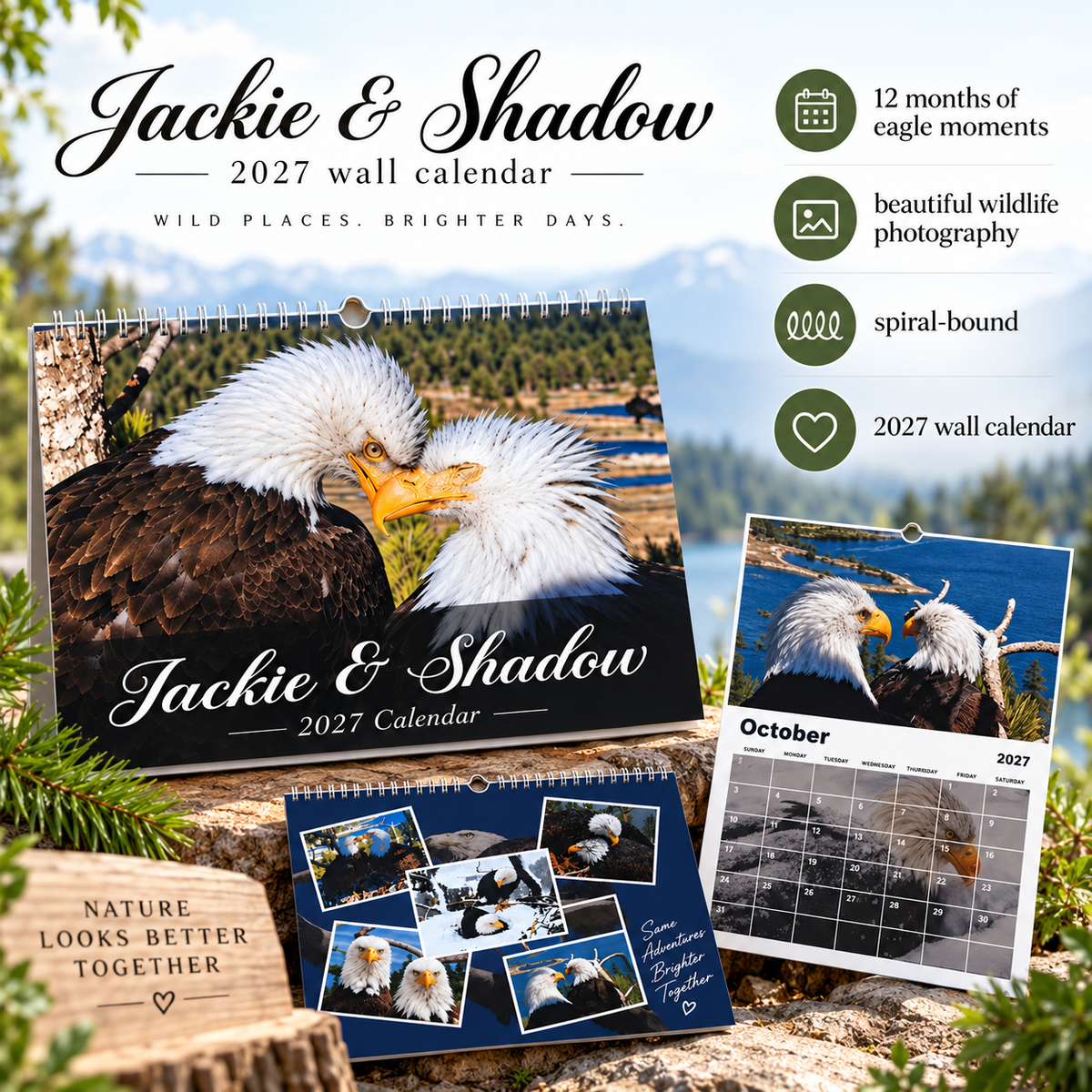 Jackie and Shadow 2027 wall calendar features