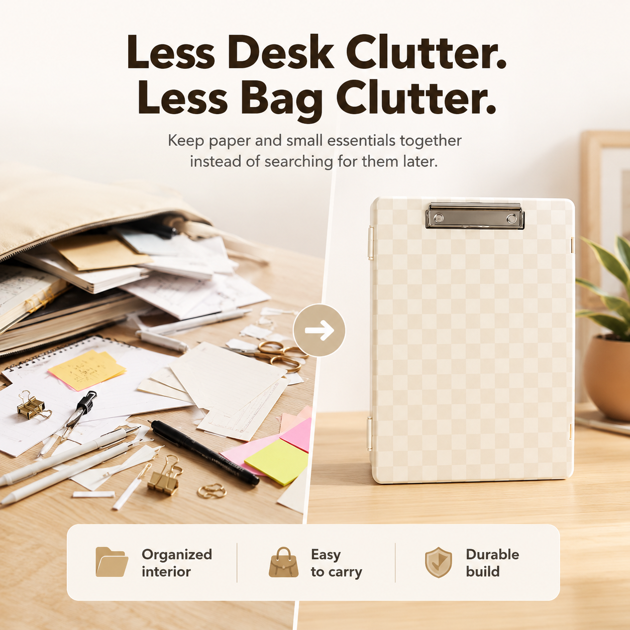 📋 All-in-One Storage Clipboard Organizer – Built-In Compartments for Paper & Office Supplies
