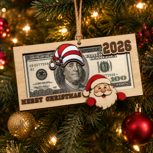 🎄💵 2026 Wooden Christmas Money Holder Ornament – Festive Cash Gift Frame & Tree Keepsake