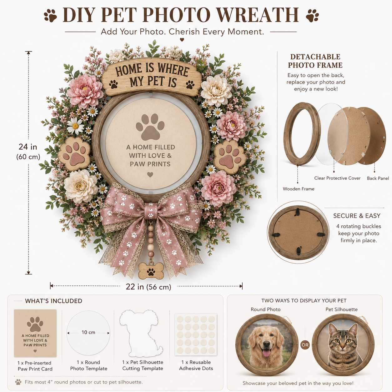 My Dog Is Family Wreath – Cute Pet Lover Front Door Decor & Personalized Photo Keepsake