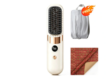💇‍♀️ 3-in-1 Cordless Hair Straightening Brush – Straighten, Curl & Detangle Anywhere ✨