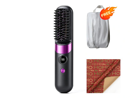 💇‍♀️ 3-in-1 Cordless Hair Straightening Brush – Straighten, Curl & Detangle Anywhere ✨