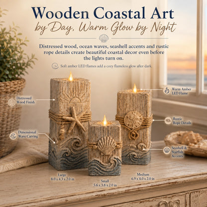 Coastal Glow LED Candle Set