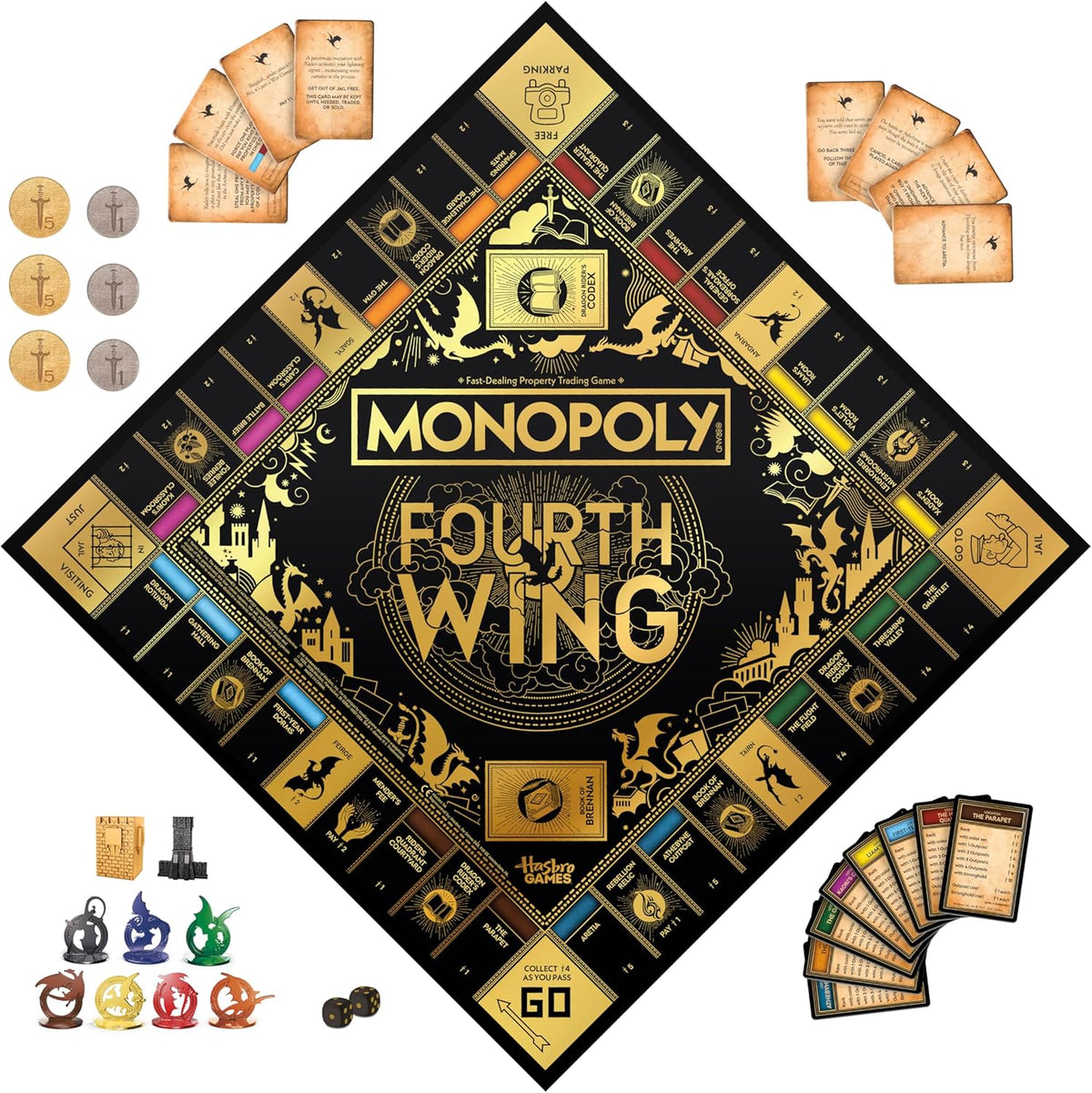 MONOPOLY: Fourth Wing Edition – Dragon Rider Fantasy Board Game