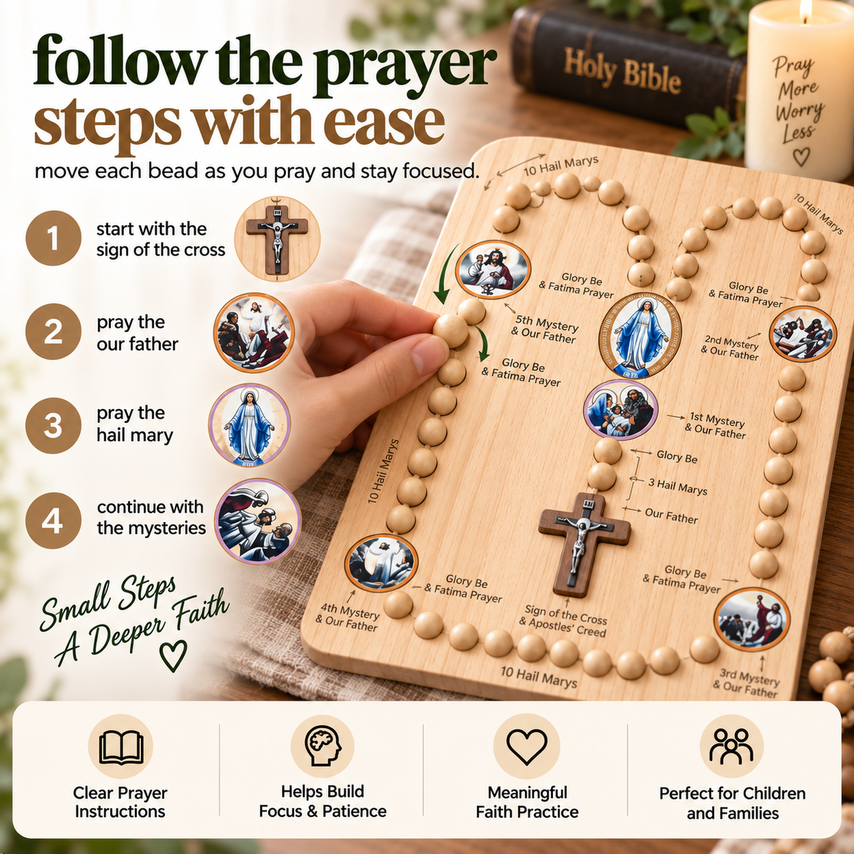 Follow Rosary prayer steps