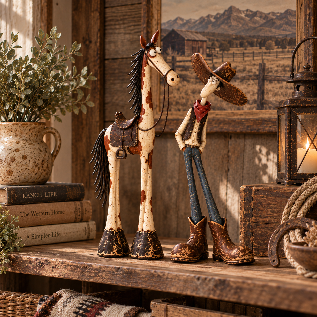 Western cowboy and horse displayed together