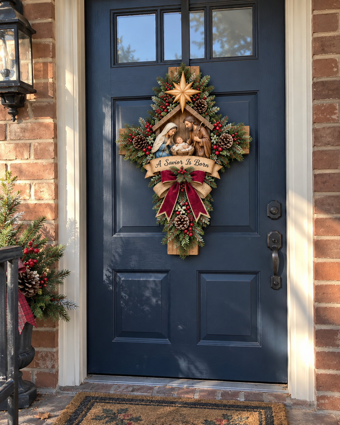 The True Meaning of Christmas – 3D Nativity Cross Wreath