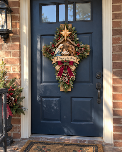 The True Meaning of Christmas – 3D Nativity Cross Wreath
