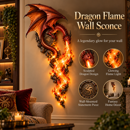 Dragon Flame Wall Sconce – Glowing Fantasy Dragon Wall Decor