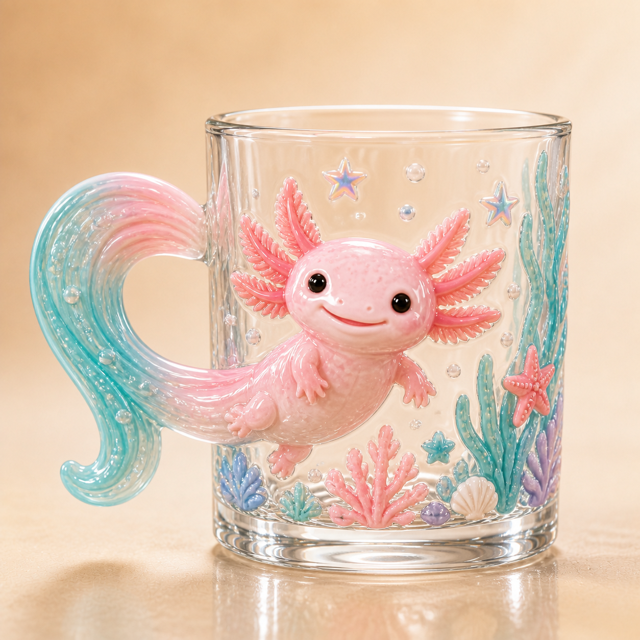3D Animal Glass Mug with Sculpted Tail Handle