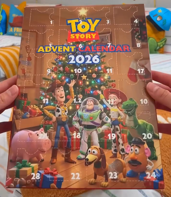Front of the advent calendar showing numbered doors