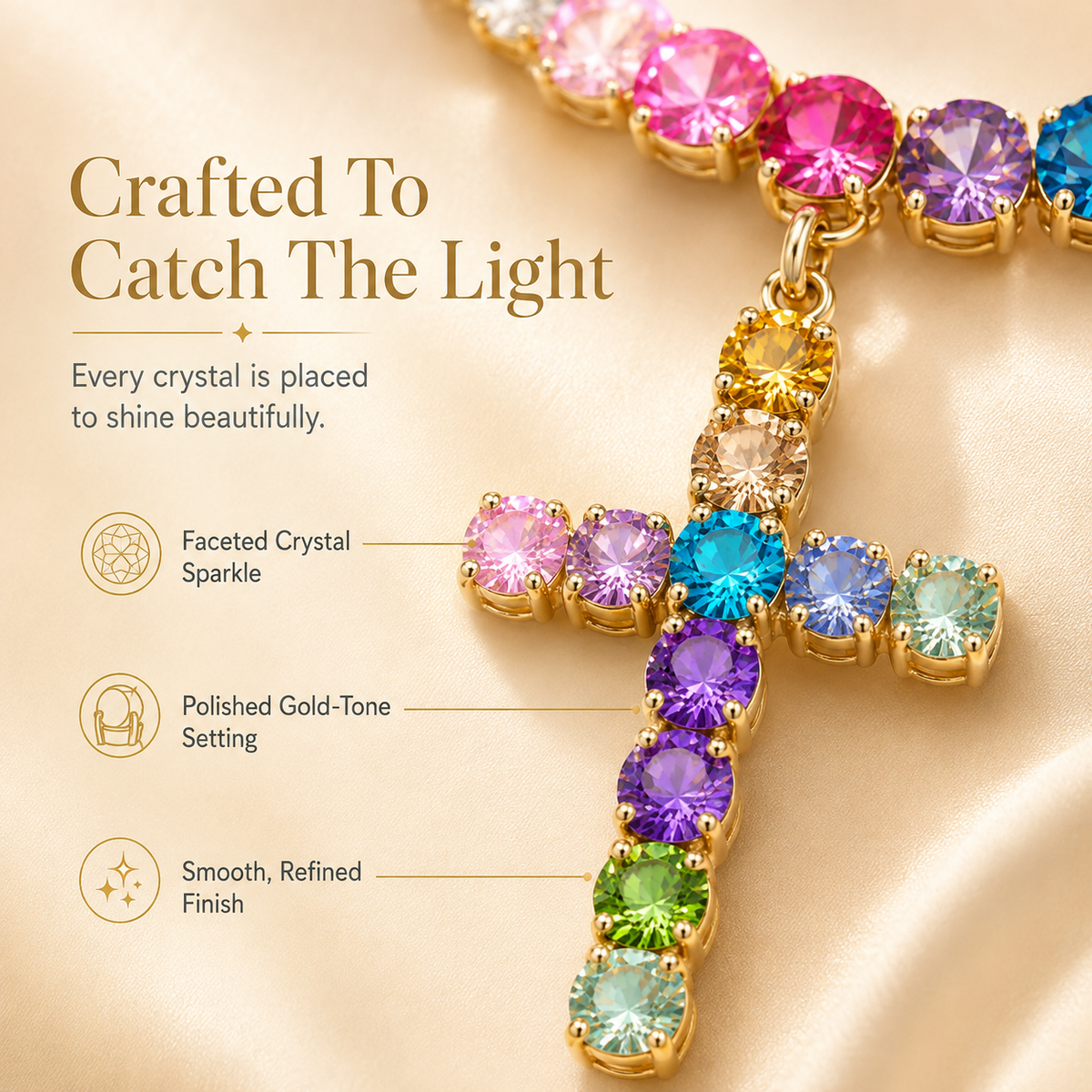 Crystal necklace craftsmanship details