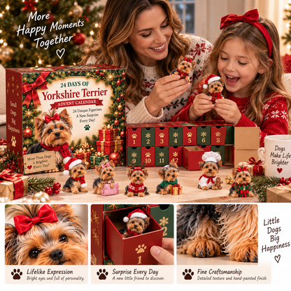 24 Days of Yorkshire Terrier – 24 Unique Yorkie Figurines | Christmas Collectible Gift Set