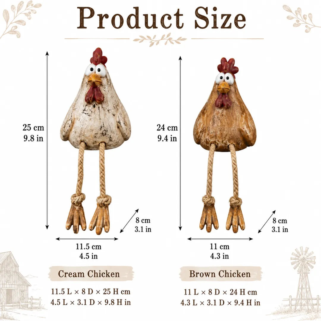 Chicken shelf sitter dimensions in inches and centimeters