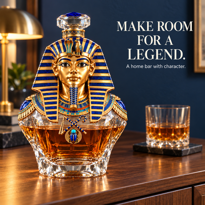 👑 Tutankhamun’s Legacy Whiskey Decanter — Blue & Gold Limited Custom Edition