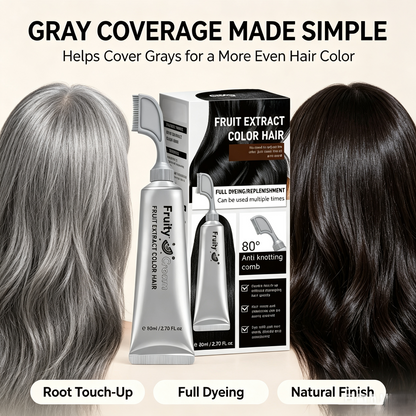 Fruit Extract Hair Dye Comb / Hair Dye Cream — Portable Home Use, Gentle Plant-Based Hair Dye, Reusable No Mix Hair Color✨