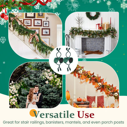Reusable Banister Garland Ties – No-Scratch Christmas Decor Straps