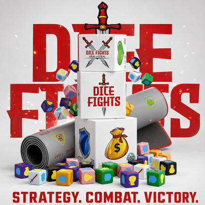 Ultimate Dice Fights Bundle – 2-Player Strategy Game with Heal or Steal Set & Battle Mat