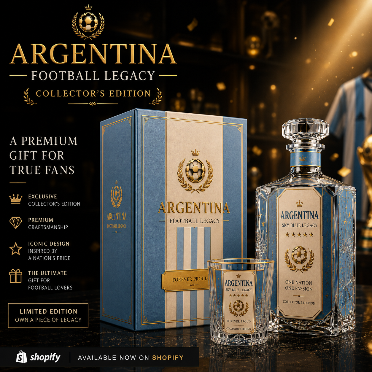 Argentina Football Legacy Collector’s Decanter Gift Set