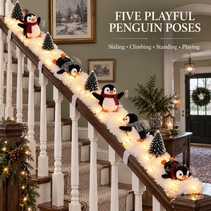 Penguin Christmas Stair Snow Decor