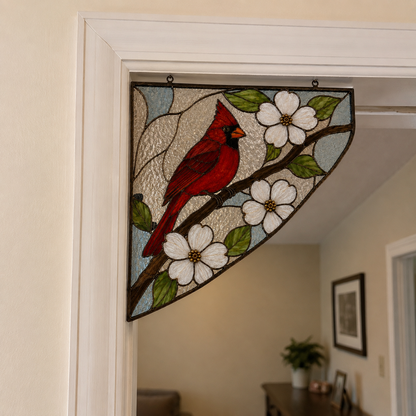 Nature’s Light Stained Glass Doorway Corner Suncatcher – Honeybee, Hummingbird & Cardinal