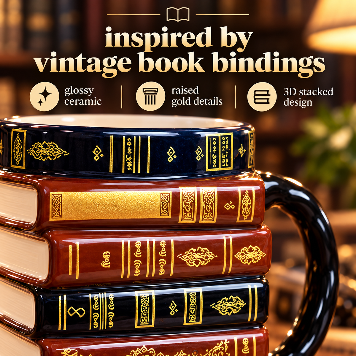 Vintage Book Stack Mug – Cozy Ceramic Gift for Book Lovers