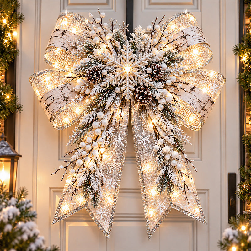 🎀 Giant Light-Up Christmas Bows – Magical Holiday Door Hangers in 6 Styles 🎄✨