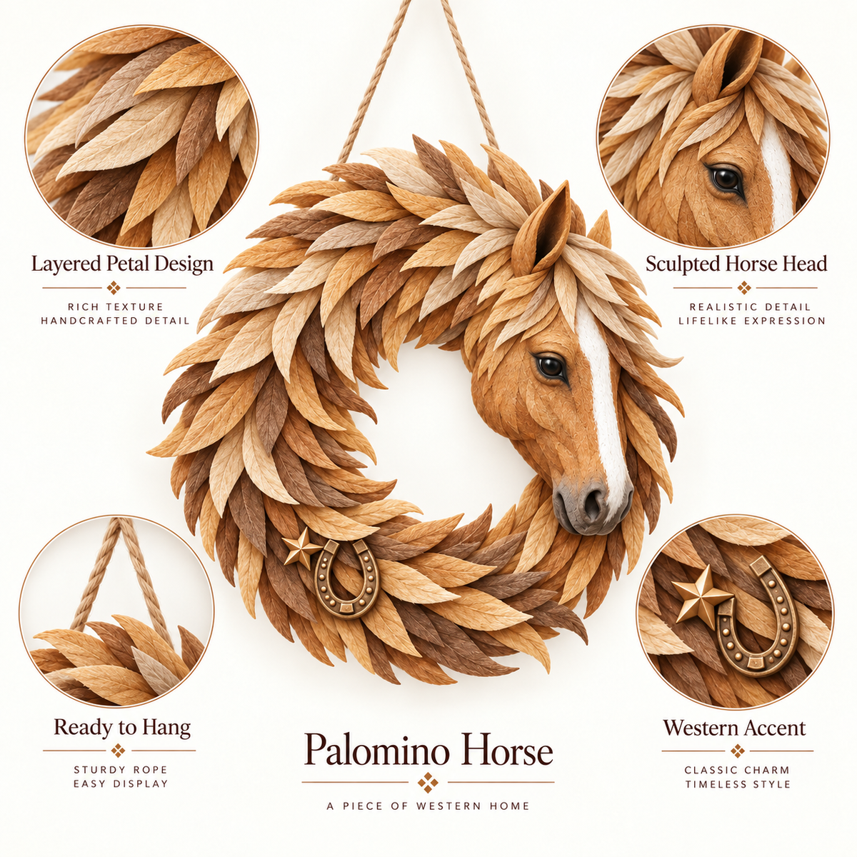 Rustic Horse Head Wreath – Western Farmhouse Wall & Door Decor