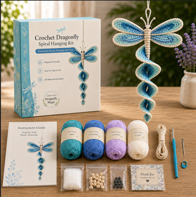 🧶 Crochet Garden Animal Spiral Hanging Kit – Beginner-Friendly DIY Craft