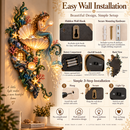 ✨ Mermaid Pearl Glow Wall Light – Ocean-Inspired Coastal Decor 🧜‍♀️🐚