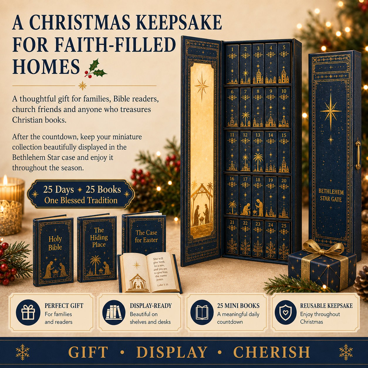 🎁Last Day 49% OFF-✦ 📖 25-Day Christian Mini Book Advent Calendar 🎄 ✦