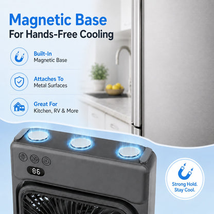 ⚡50% OFF TODAY🧲Rechargeable Magnetic Portable Fan With Light 🧊& Remote Control