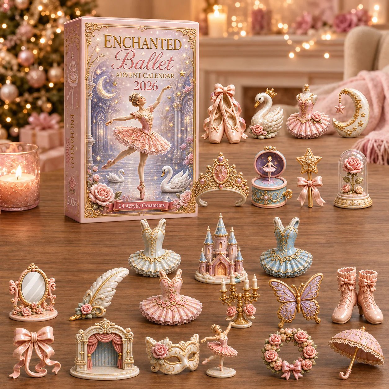 Enchanted Ballet Advent Calendar 2026 - 24-Day Festive Countdown, Acrylic Charms Blind Box - Gift For Ballet Lovers