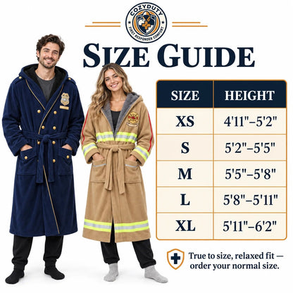 The Night Shift Robe | Reflective Stripe Hooded Fleece Robe, Perfect First Responder Hero Gift
