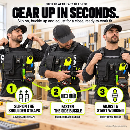 🛠️ Hands-Free Multi-Pocket Chest Tool Organizer – Keep Every Essential Within Reach