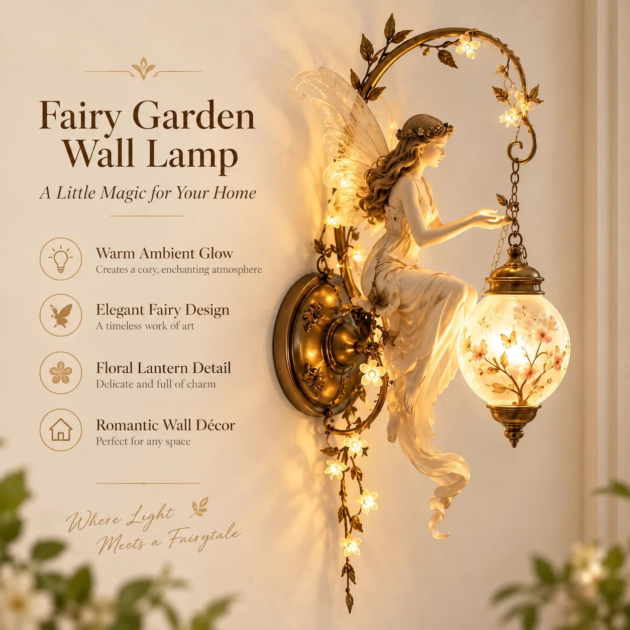 ⏰ Limited stock 50% discount - 🧚✨ Enchanted Fairy Flower Lantern Wall Light 🌸🏮å