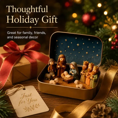 🔥Last Day 49% OFF - ✝️Religious Pocket-Size Mini Nativity Scene Set with Storage Box