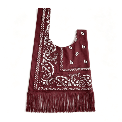Boho Paisley Bandana Tassel Tote Bag