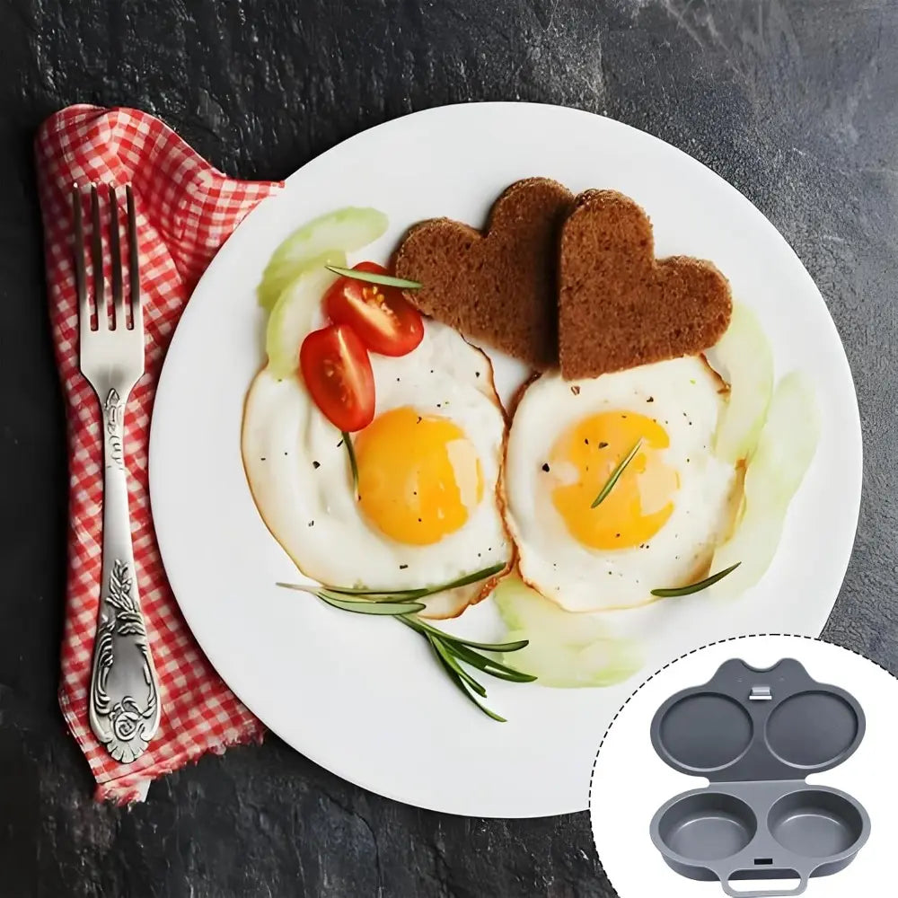 BPA-Free Microwave 2-Cup Egg Steamer Mold (Dark Gray) – Non-Stick Quick Prep Egg Cooker