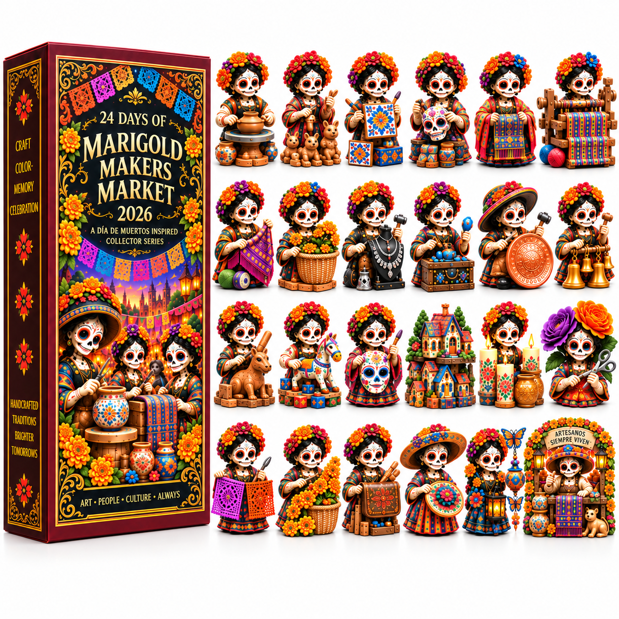 24 Days of Handcrafted Tradition — Día de Muertos Marigold Makers Market Advent Calendar 2026