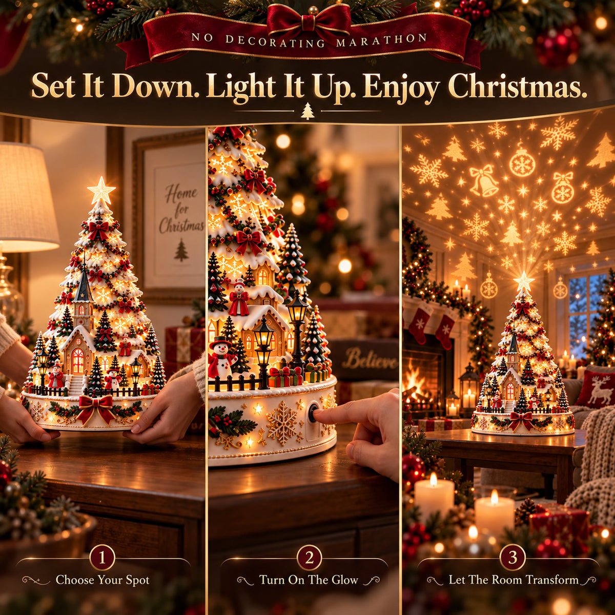 🏆 60,000+ Sold - 🎄MerryRealm™ Christmas Village Lightscape Tree