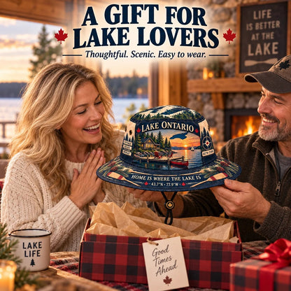 🔥LAST DAY 50% OFF - 🌊🍁 Lake Ontario Cottage Life Boonie Hat – Home Is Where the Lake Is (🧢100% Cotton)