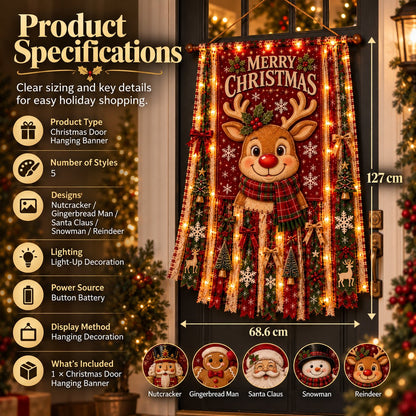 🎄 Beleuchteter Weihnachts-Türbanner – 68,6 × 127 cm, festliche Weihnachtsdekoration für Türen
