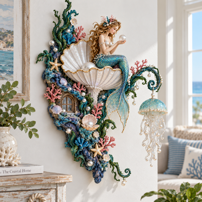 ✨ Mermaid Pearl Glow Wall Light – Ocean-Inspired Coastal Decor 🧜‍♀️🐚